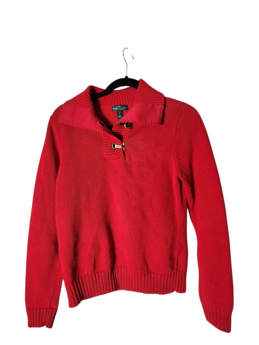 Lauren Ralph Lauren Red Knit Toggle Turtleneck Sweater